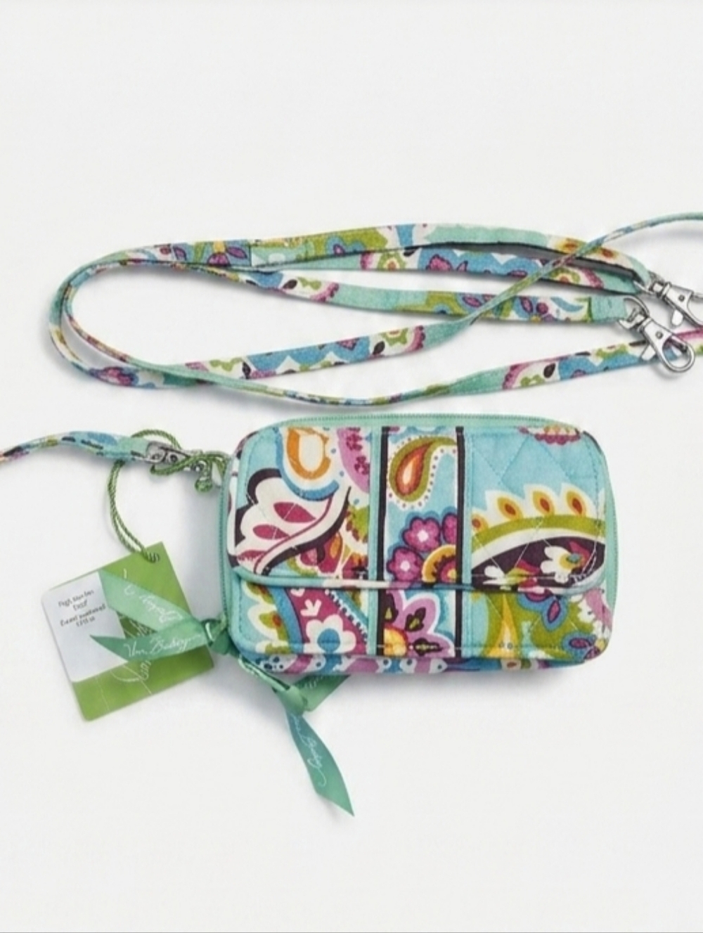 Vera Bradley Wristlet All in One Crossbody Shoulder Purse Tutti Frutti Green NWT